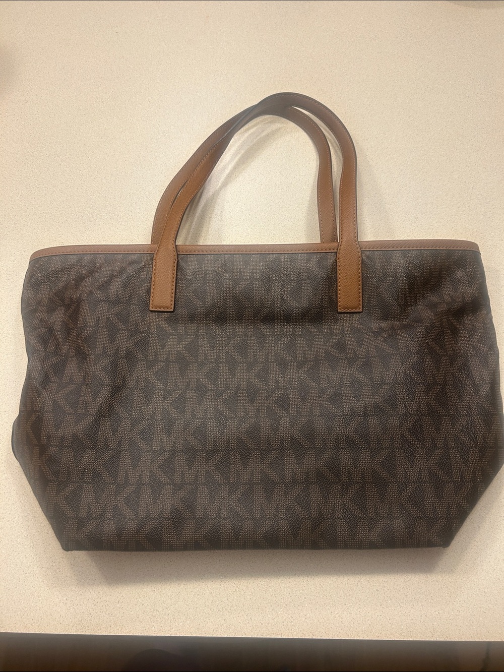 Michael Kors Brown and Tan Monogram Tote